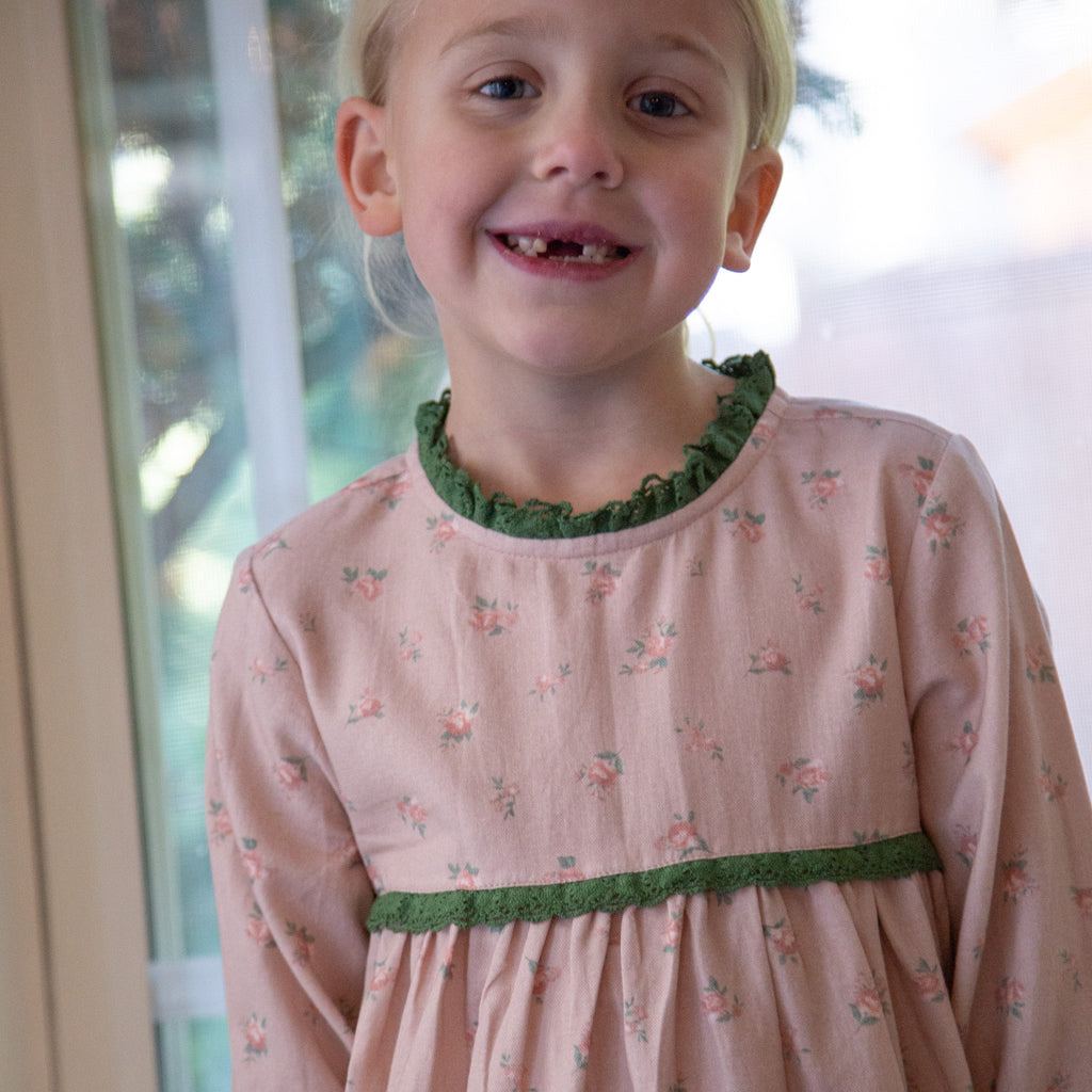 Toddler Priya Dress with Lace Trim | Vintage Pink Rose