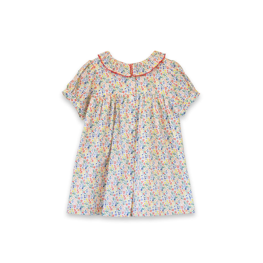 Toddler Emily dress with Lace trim | Yellow Petal Confetti