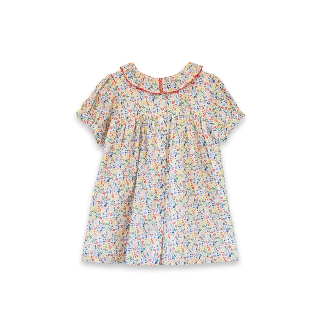 Toddler Emily dress with Lace trim | Yellow Petal Confetti