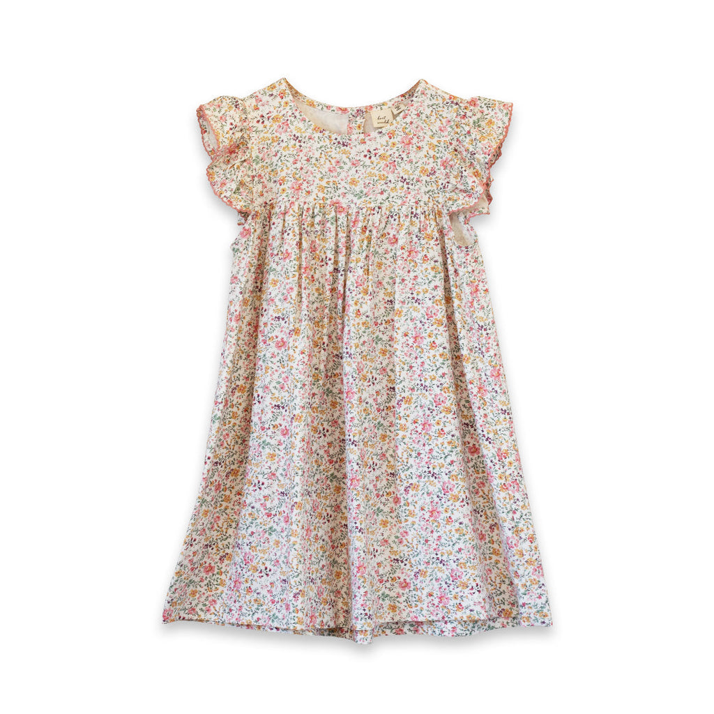 Girls Hannah Dress with Flutter Sleeves | Peach Meadow