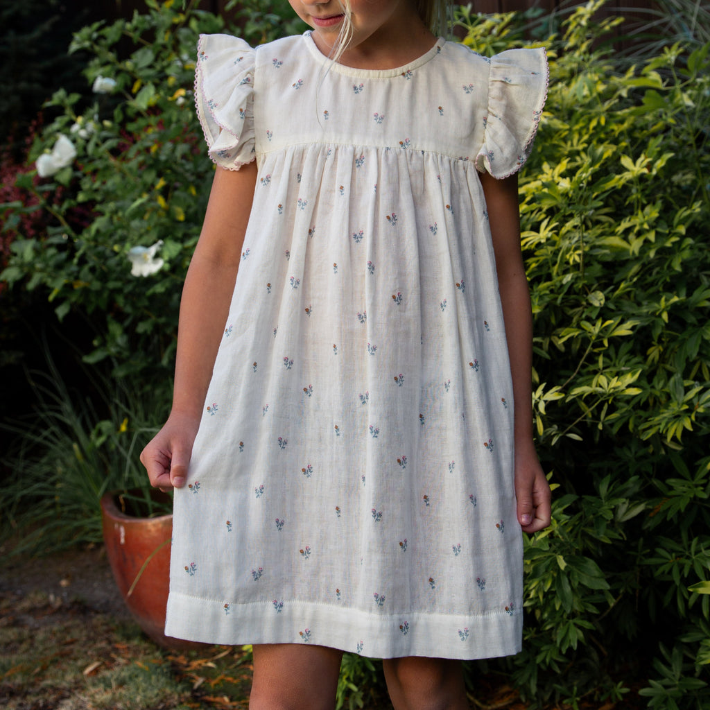 Girls Hannah Dress with Flutter Sleeves | Petit Floret