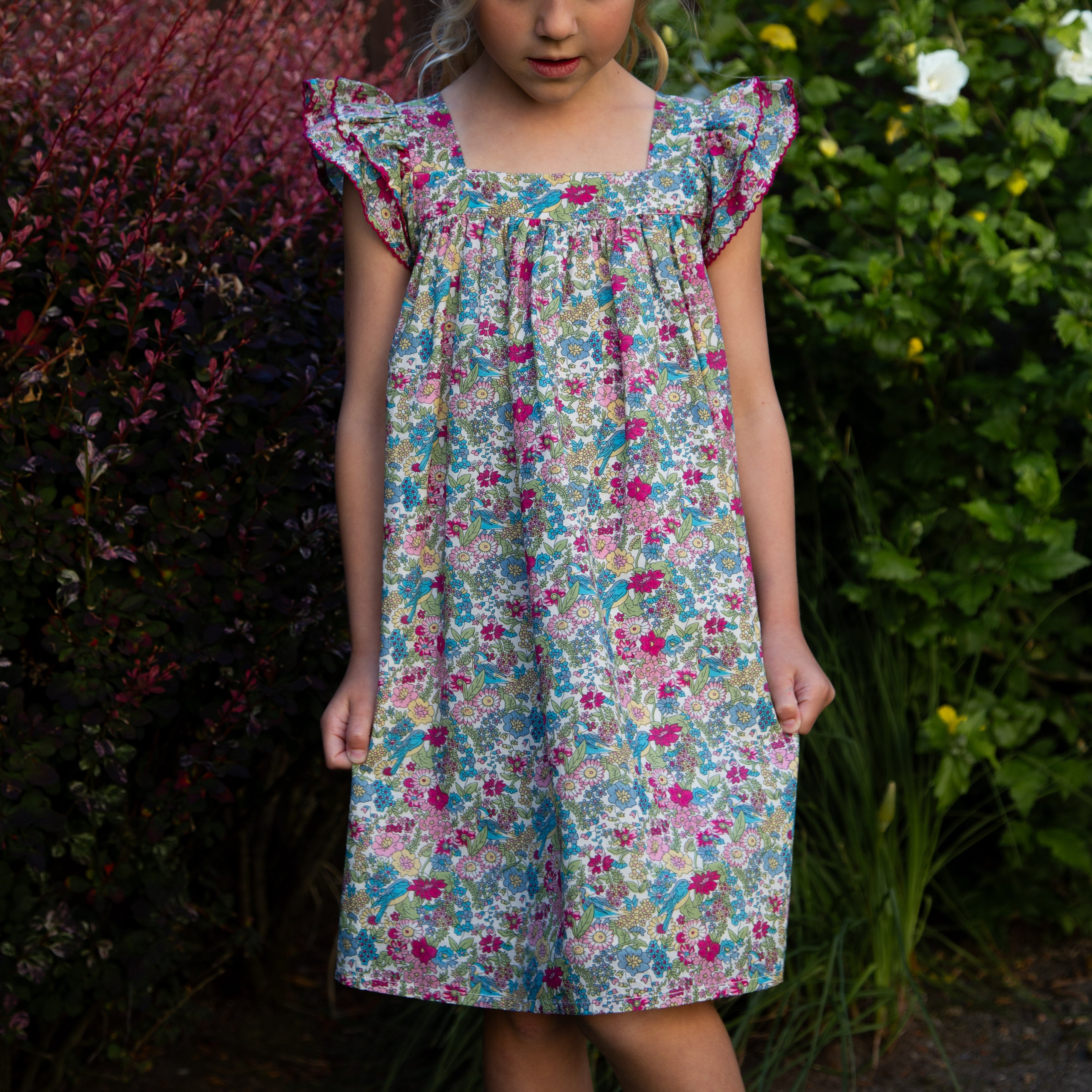 Girls Everly Square Neck Dress | Berry Grove