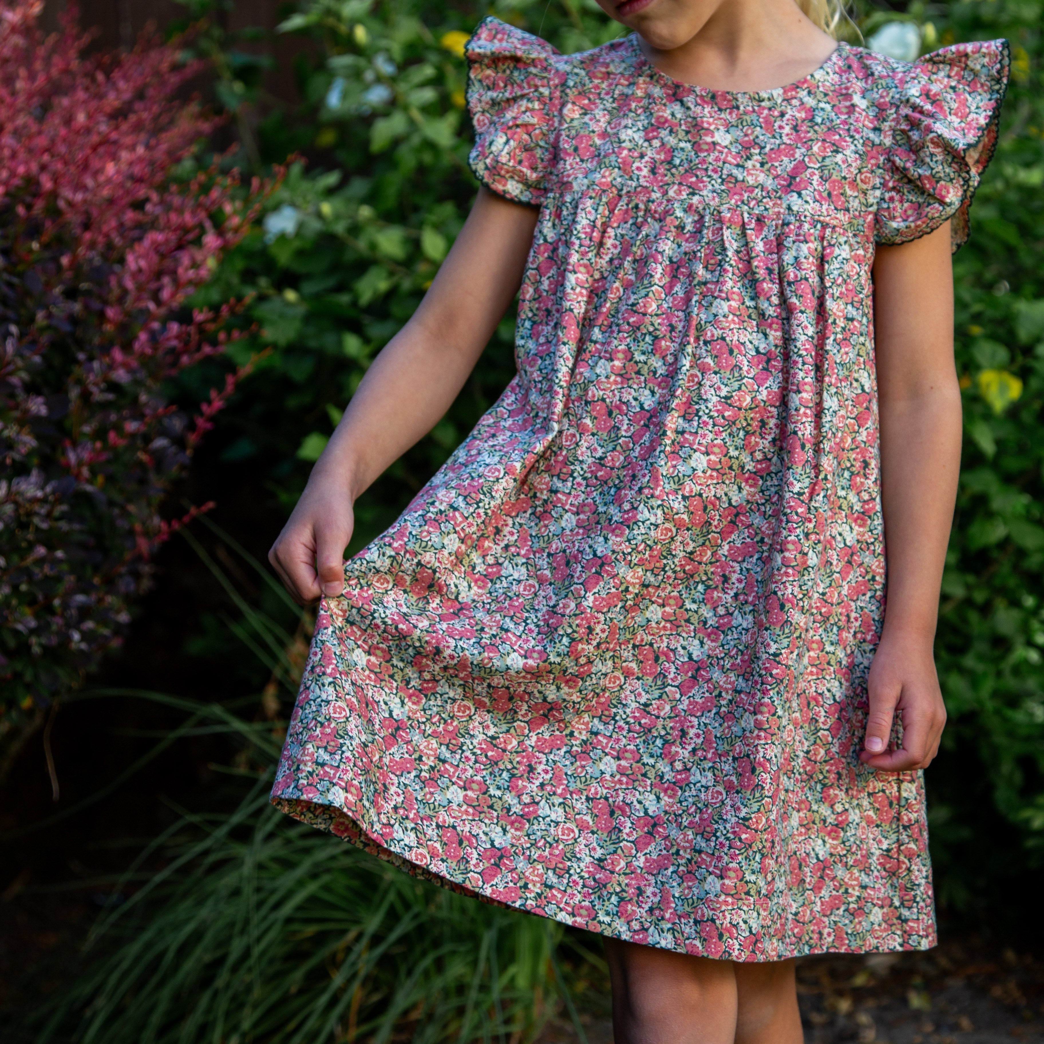 Girls Hannah Dress with Flutter Sleeves | Rosewood